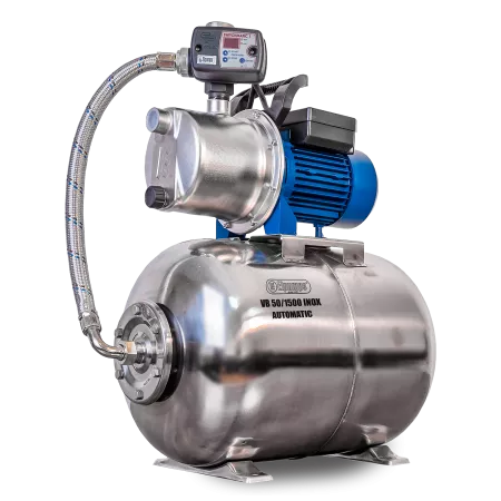 VB 50/1500 INOX Automatic Grupo de pressão, com turbina, revestimento e reservatório sob pressão em aço INOX, 1500 W, 6.300 l/h, 4,8 bar, 50 L